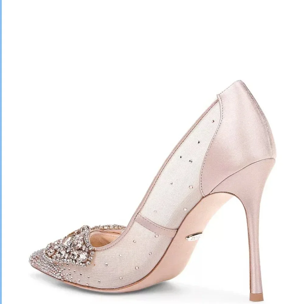 Badgley Mischka Quintana Crystal & Mesh High-Heel Pumps Size 9.5 - Picture 8 of 16